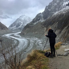 Chloe Dewe Mathews photographing at the Glacier Montanvert