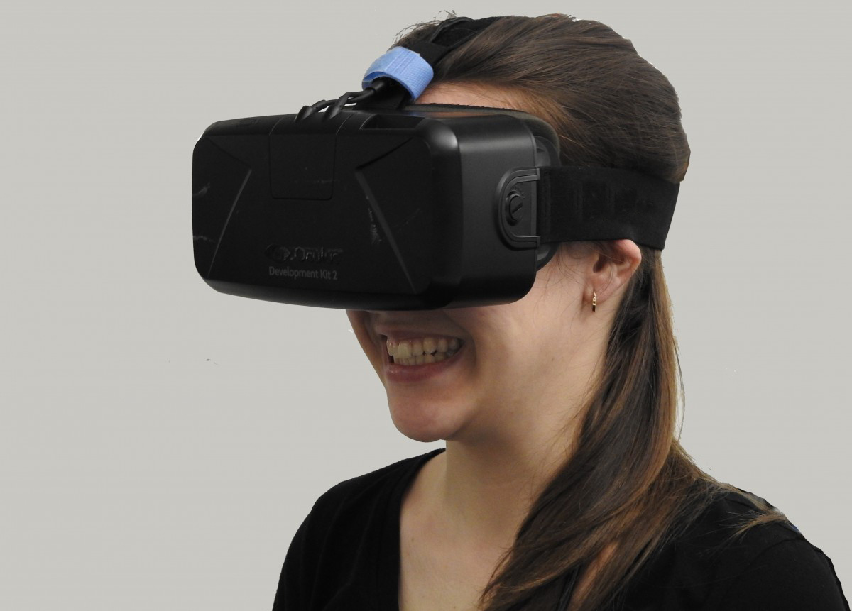 Visitor using virtual reality headset